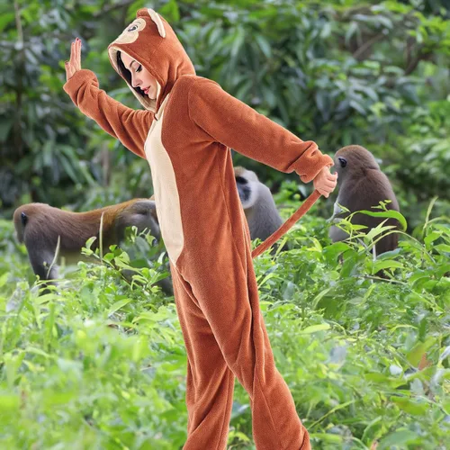 Vista 5 de Pijama unisex de animal para adultos, para Halloween, cosplay, mujeres, niñas, hombres y niños, ropa de dormir para el hogar