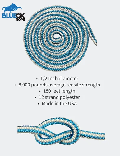 Vista 3 de Blue Ox Rope - Soga para trepar de 12 hilos para arborista, 1/2 pulgada x 150 pies