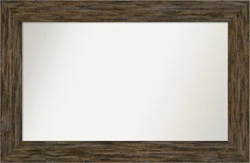 Vista 116 de Amanti Art Espejo personalizado, espejo de baño marrón Fencepost, espejo de pared o espejo de tocador de baño sobre el fregadero (27 x 27 pulgadas)
