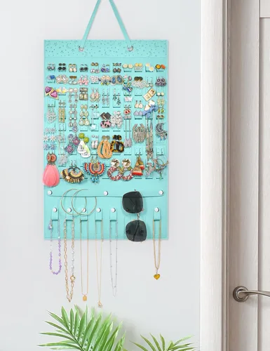 Vista 2 de Organizador de aretes colgantes soporte de pared para aretes soporte de pared de fieltro para almacenamiento de aretes organizador de joyas colgante