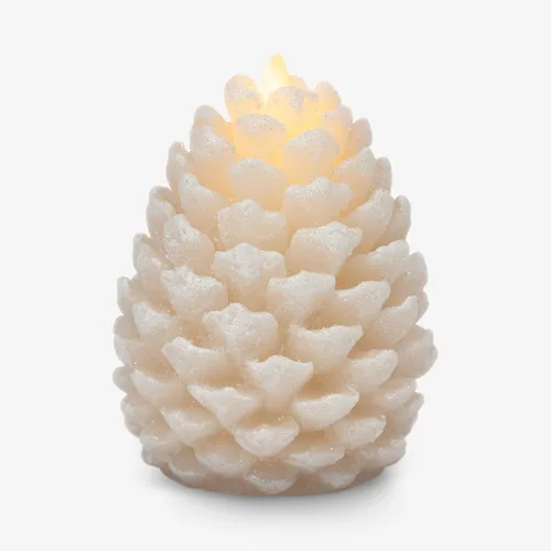Vista 10 de Luminara Pinecone - Velas sin llama, con acabado marrón tiza, figuras de piña, velas LED de cera real sin perfume, funcionan