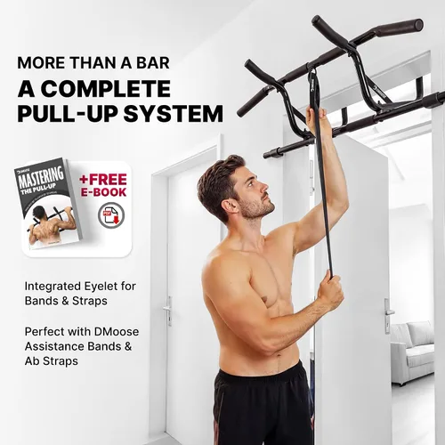 Vista 9 de DMoose Fitness Pull Up Bar for Doorway - Upto 250 Lbs Capacity, No Screwing or Slipping, Hanging Pullup & Chin Up Bar for Door Frame - Multi Padded