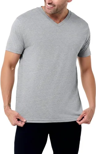 Vista 15 de Camiseta de manga corta con cuello en V para hombre, de algodón suave Sin marca - Blanco
