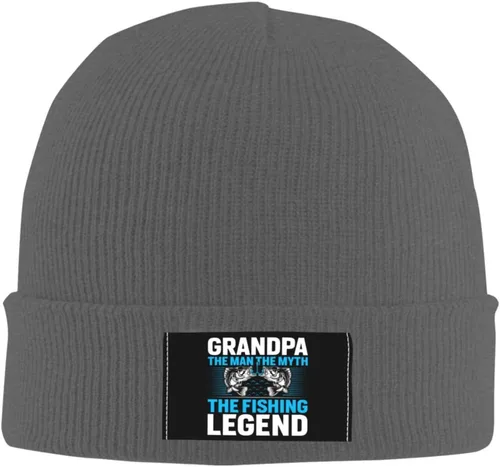 Vista 2 de KOSPOGO Grandpa The Man The Myth The Fishing Legend Beanie Hat for Men Women Soft Cozy Knit Hats Winter Warm Skull Cap