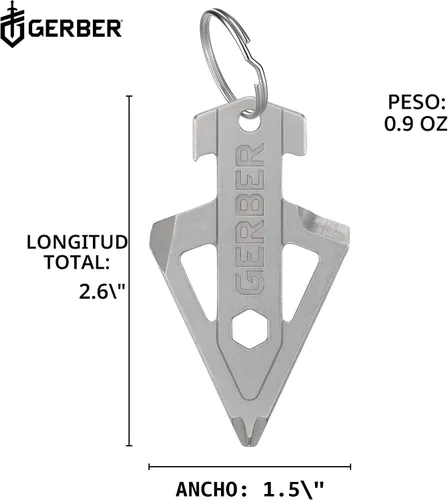 Vista 6 de Gerber Gear Broadhead Llavero Multiherramienta 5 en 1, Se Engancha al Bolsillo o Llavero con Abrebotellas, Destornillador de Cabeza Plana, Abridor