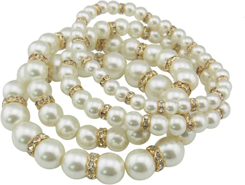 Vista 13 de Coiris 4 unids/set imitación perlas pulseras cristal mujeres multi capa (BR1113)