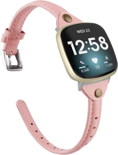 Vista 8 de Minyee Compatible con Fitbit Versa 4/Versa 3/Sense 2/Sense Band para mujer, correa de cuero delgada y fina, pulsera para reloj inteligente Fitbit