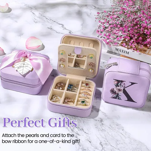 Vista 2 de AYGXU Regalos de Navidad para mujeres, joyero esencial de viaje, cajas de joyería personalizadas para mujeres y niñas, regalos de viaje