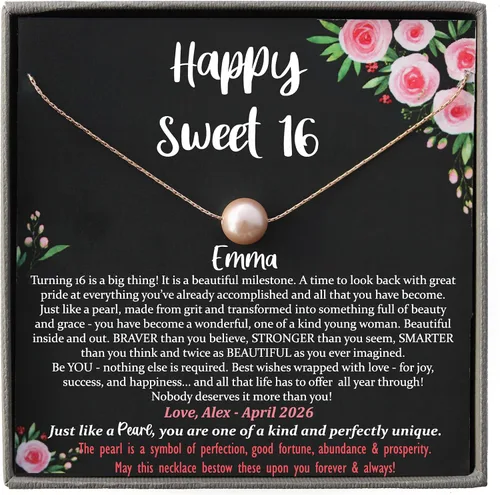 Vista 12 de Collar personalizado de Be Wished, regalo Sweet 16 para niñas, con mensaje significativo
