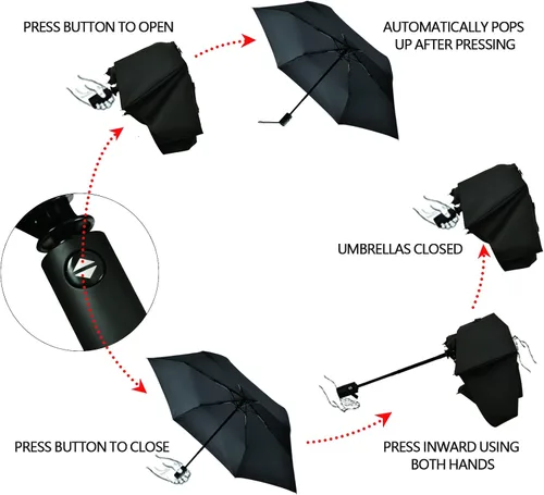 Vista 5 de ALAZA Eiffel Tower Paris Travel Umbrella Automatic Folding Sun Umbrella Windproof Uv Protection Compact Sun Rain Umbrella