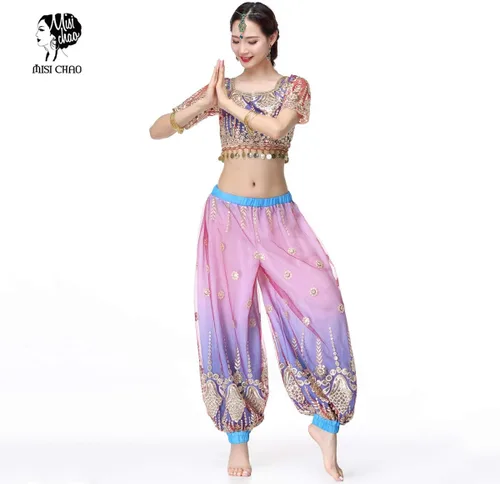 Vista 3 de MISI CHAO Pantalones harén para disfraz de Bollywood para mujer