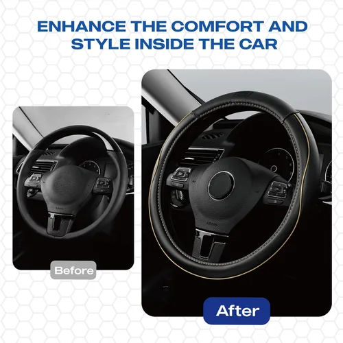 Vista 4 de Skechers Funda de volante de espuma viscoelástica, Funda de volante de microfibra con ribete deportivo de ajuste universal de 14" 1/2-15" Protector