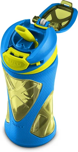 Vista 8 de ZULU Torque 16oz Plastic Kids Water Bottle with Silicone Sleeve and Leak-Proof Locking Flip Lid, Soft Touch Carry Loop for School Backpack