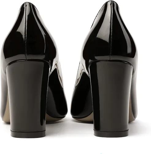 Vista 4 de MODENCOCO Zapatos de tacón alto con tacón alto y puntera abierta para mujer de 3.5 pulgadas, Blanco