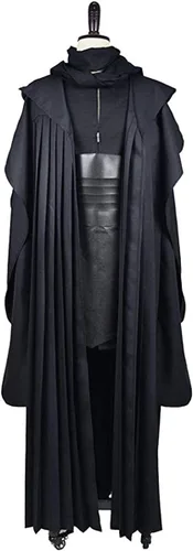 Vista 5 de CosDaddy Disfraz de cosplay para hombre, túnica de uniforme para cosplay, versión de lino, Negro