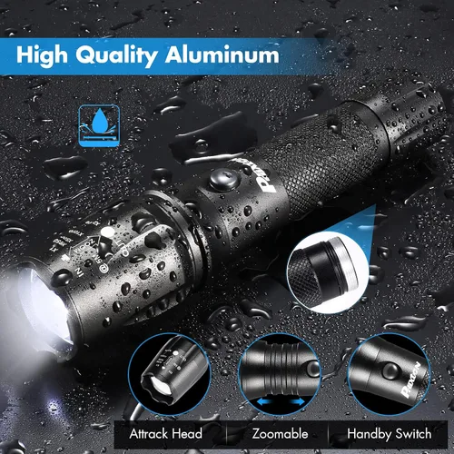 Vista 3 de Linterna Recargable LED Brillante de Alto Lúmenes, Linternas de Mano Super Brillantes de Alto Lúmenes