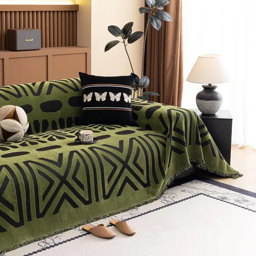 Vista 23 de HANDONTIME Fundas de Sofá Sillón Funda de Sofá Boho para Perros Caqui Funda de Sofá con Borlas Silla Reclinable Funda de Futón Lavable 1 Cojín Sofá