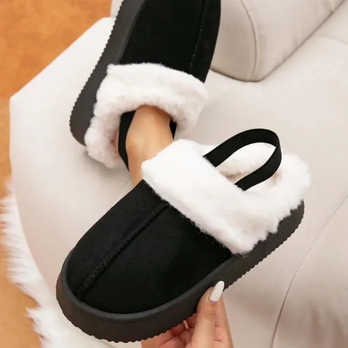 Vista 2 de Pantuflas mullidas de suela gruesa para mujeres y hombres – Zapatos cómodos de plataforma con suela antideslizante, pantuflas de tobillo corto