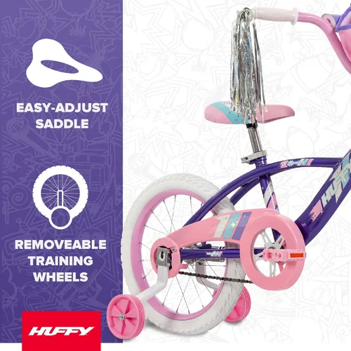 Vista 4 de Huffy Kids 12/16 Inch Bikes, Multiple Color Options Available, Ideal for Ages 3+ Years Old, EZ Build Assembly, Removable Training Wheels, Chain