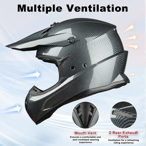Vista 3 de Favoto Cascos de Dirt Bike para Adultos - Casco Ligero para Motocross/ATV/UTV Aprobado por DOT para Hombres y Mujeres, con Visera Extraíble