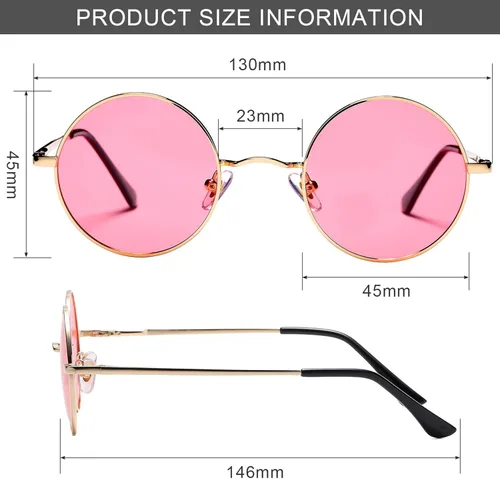 Vista 6 de Canoazo Gafas de sol polarizadas redondas retro, gafas redondas hippie, gafas de sol de Lennon círculo pequeño
