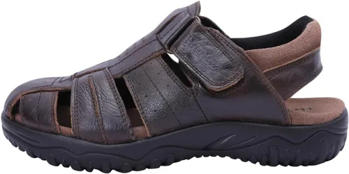 Vista 5 de Harssidanzar Sandalias de pescador de cuero para hombre Sandalias de dedo cerrado para hombres KM226US