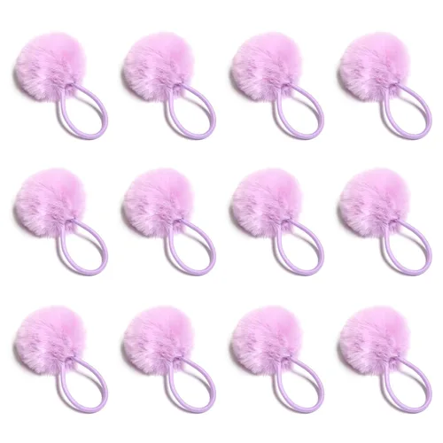 Vista 16 de SUSULU Bandas elásticas de pelo sintético de conejo con pompón para mujer, banda de goma con soporte de cola de caballo de 2.0 in, accesorios 6