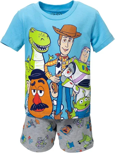 Vista 4 de Disney Pixar Cars Mickey Mouse King Toy Story Buzz Lightyear - Conjunto de camiseta gráfica y pantalones cortos de rizo francés