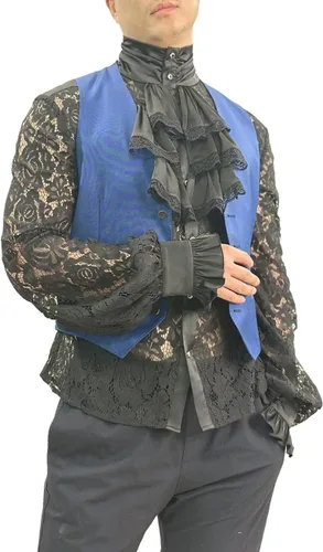 Vista 5 de Camisa de vampiro pirata renacentista, victoriana, medieval, gótica para hombre