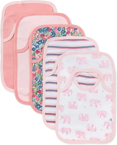 Vista 3 de Burt's Bees Baby Conjunto de pijama con cremallera y baberos para niña bebé, 100% algodón orgánico
