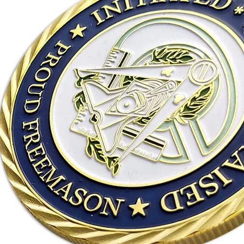 Vista 5 de Moneda de desafío masónico Moneda Logia Azul Moneda Francmasón Hermandad Regalos