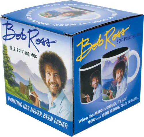 Vista 5 de Taza cambiante ante el calor, de Bob Ross - Agregue líquidos calientes y emerge una escena - viene en caja de regalo divertida