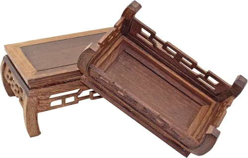 Vista 6 de GOLDY&WENDY Jarrón Lámpara Tetera Madera Oriental Estilo Rectangular Base Palisandro Madera Sólida Tallado Soporte de Exhibición