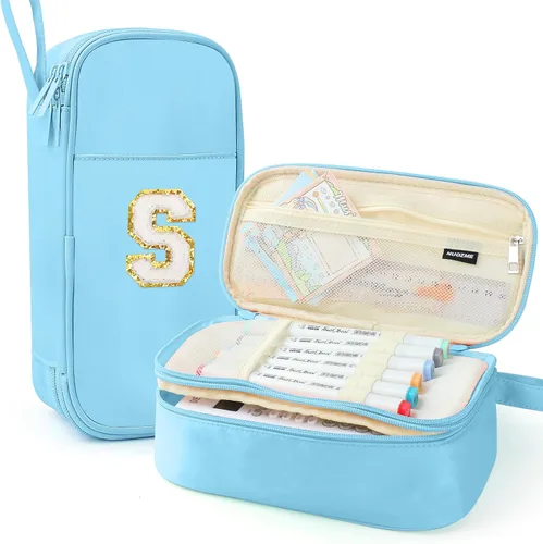 Vista 67 de Estuche Grande para Lápices, Bolsa de Lápices de Gran Capacidad, Bolsa de Lápices Personalizada con Inicial con Cremallera Suave, Múltiples
