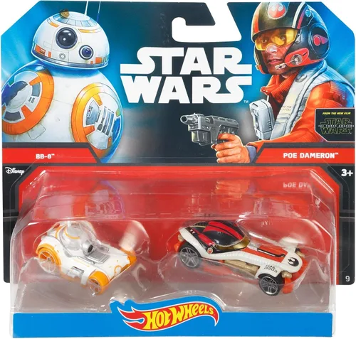 Vista 4 de Hot Wheels Coche de personajes de Star Wars 2 unidades BB-8 y Poe Dameron