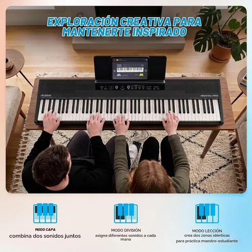 Vista 5 de Alesis Recital Pro - Piano digital de 88 teclas con peso y acción