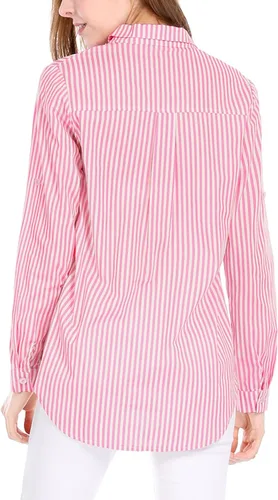 Vista 5 de Allegra K Camisa de manga larga enrollable con botones a rayas para mujer