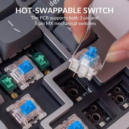 Vista 2 de Keychron Q2 - Versión de perilla de teclado mecánico con cable, 65% de diseño QMKVIA macro programable con interruptor Gateron G Pro azul