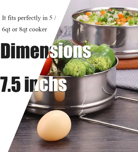 Vista 2 de Sartenes apilables para vaporizador, accesorios instantáneos para ollas de 6 cuartos de galón de 2, mango de silicona y tapas intercambiables