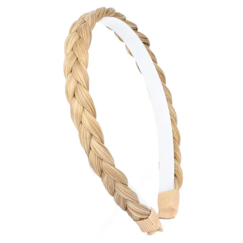 Vista 10 de Ancho de 1.5 cm Banda de pelo sintético trenzada estrecha con dientes para mujeres y niñas (Negro)