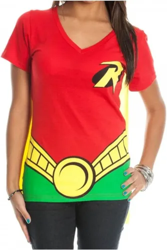 Vista 2 de DC Comics - Disfraz de Robin Glitter Logo Juniors para cosplay, camiseta de Batman
