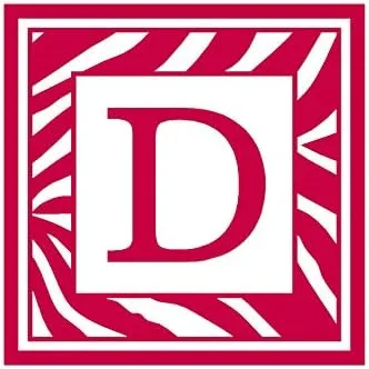 Vista 9 de Zebra Decorative D Initial - Vinyl Decal Sticker - 3.75" x 3.75" - Black Negro