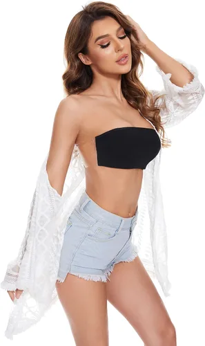 Vista 6 de JUST BEHAVIOR Brasier con realce de espalda descubierta, sin tirantes, reutilizable, adhesivo de elevación para uso diario, para mujer con encaje