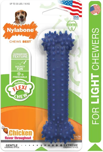 Vista 9 de Nylabone Moderate Chew FlexiChew Dental Chew Juguete Masticable Pollo MedianoLobo (1 unidad)