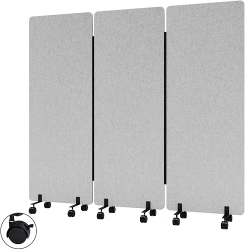 Vista 11 de 3-Panel Portable Office Partition, Acoustic Wall Divider with whiteboard Gris Oscuro