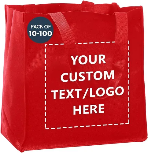 Vista 12 de DISCOUNT PROMOS Juego de 10/50/100 bolsas de tela reutilizables personalizadas, paquete a granel personalizado, plegable, lavable, bolsa de compra