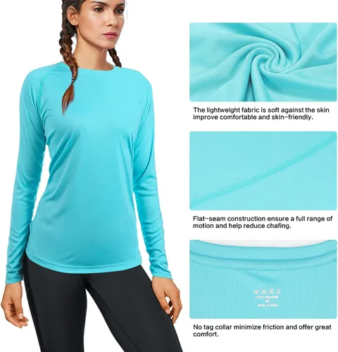 Vista 5 de Women's Long Sleeve UPF 50+ UV Sun Protection Shirts Rash Guard Swim T-ShirtHoodie Quick Dry for Outdoor Hiking