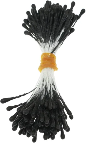 Vista 2 de Alrededor de 400 estambres florales perlados artificiales, estambres florales para hacer flores, decoración de álbumes de recortes, negro mate
