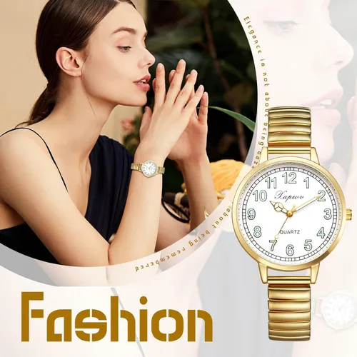 Vista 5 de Avaner Relojes de pulsera elásticos para mujer reloj de cuarzo analógico de fácil lectura con manecillas luminosas para mujeres y señoras