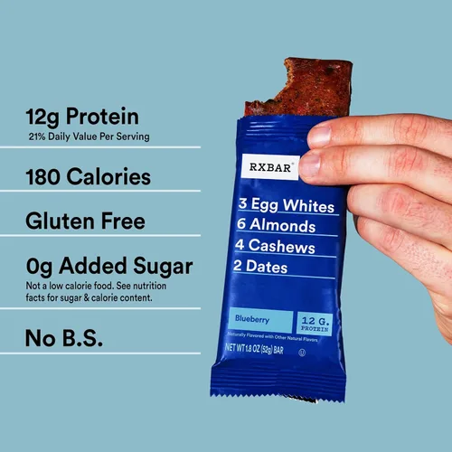 Vista 4 de RXBAR 's Whole Food Protein Bar con 0.42 oz de proteína de clara de huevo y 6 a 8 ingredientes (arándano) (paquete de 6)